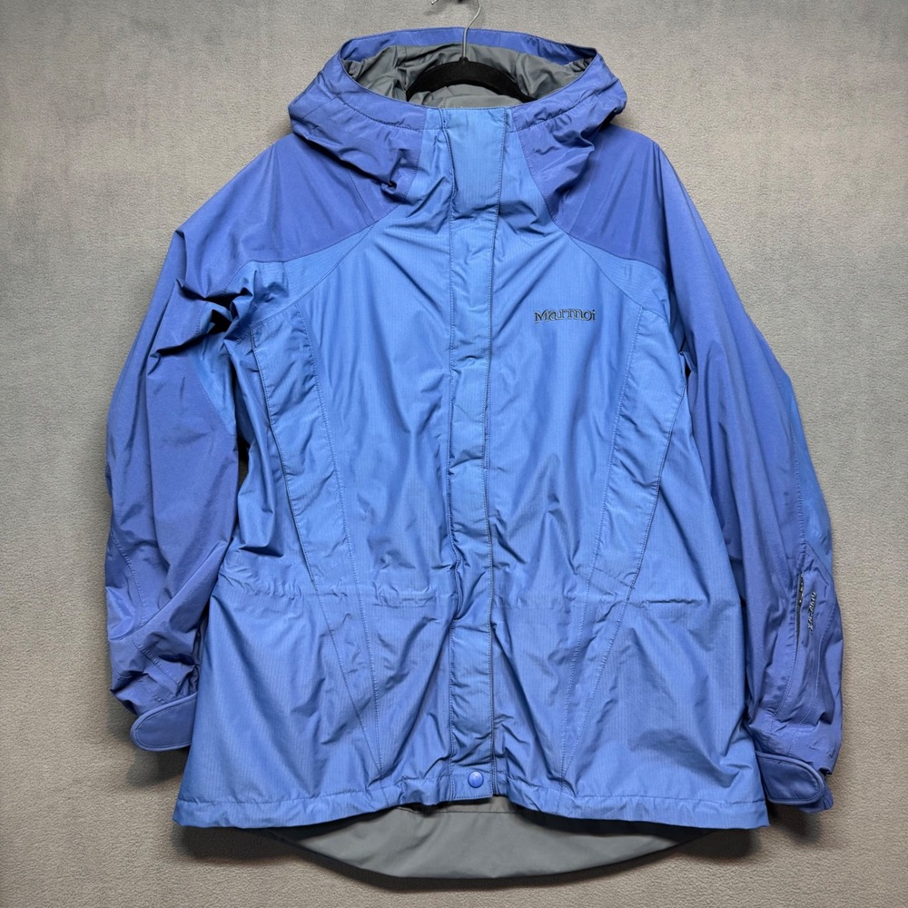 Marmot Gore-Tex Waterproof Hooded Rain Jacket XL Blue Ski Hike Parka A 1841-1-WW